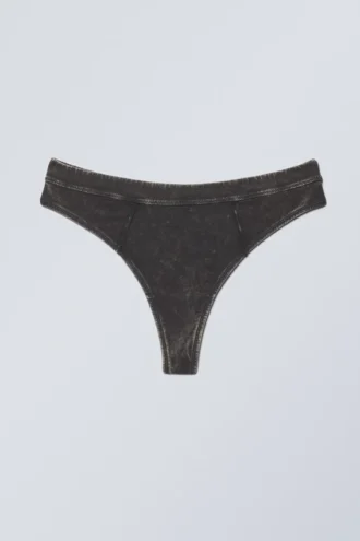 Miley Washed Cotton Thong – Bleach Washed Black Miley Washed Cotton Thong – Bleach Washed Black