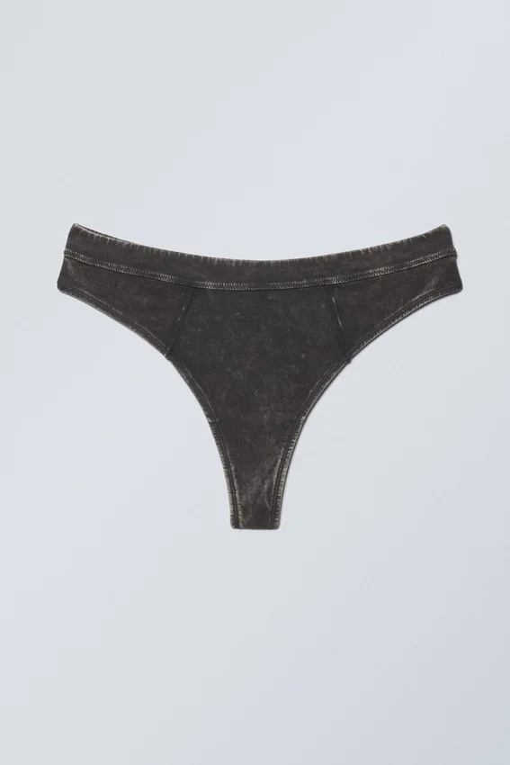 Miley Washed Cotton Thong – Bleach Washed Black Miley Washed Cotton Thong – Bleach Washed Black