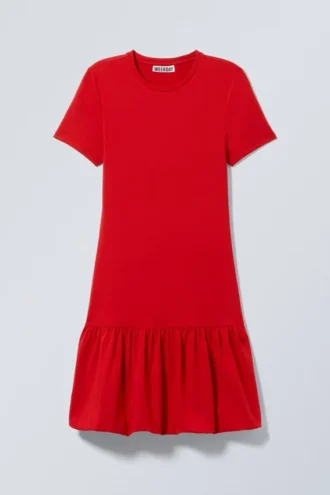 Mini Balloon T-Shirt Dress – Red