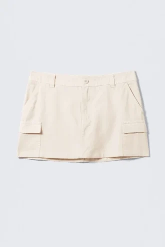 Mini Cotton Cargo Skirt – Off-White