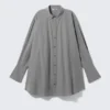 Mini Cotton Poplin Shirt Dress – Striped Grey Mini Cotton Poplin Shirt Dress – Striped Grey
