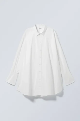 Mini Cotton Poplin Shirt Dress – White