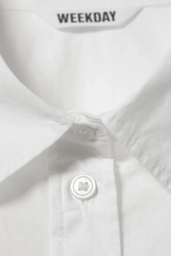 Mini Cotton Poplin Shirt Dress – White Mini Cotton Poplin Shirt Dress – White