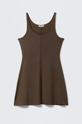 Mini Jersey Tank Dress – Dark Brown