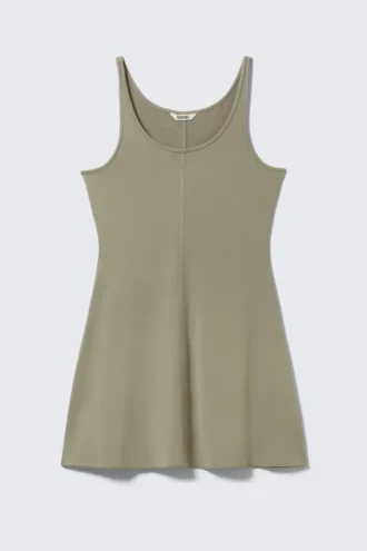 Mini Jersey Tank Dress – Khaki Green