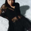 Mini Lace Shirt Dress – Black Mini Lace Shirt Dress – Black