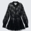 Mini Lace Shirt Dress – Black Mini Lace Shirt Dress – Black