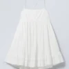 Mini Poplin Strap Dress – White Mini Poplin Strap Dress – White