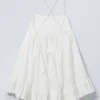 Mini Poplin Strap Dress – White Mini Poplin Strap Dress – White