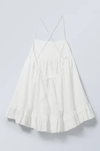 Mini Poplin Strap Dress – White