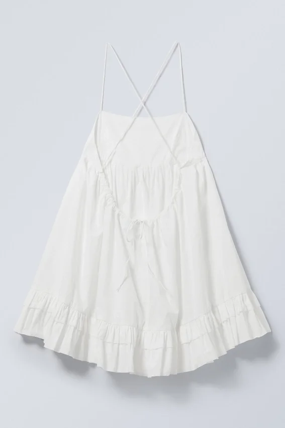 Mini Poplin Strap Dress – White Mini Poplin Strap Dress – White