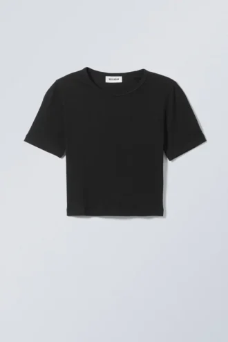 Mini Rib Crop Top – Black