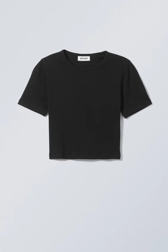 Mini Rib Crop Top – Black Mini Rib Crop Top – Black
