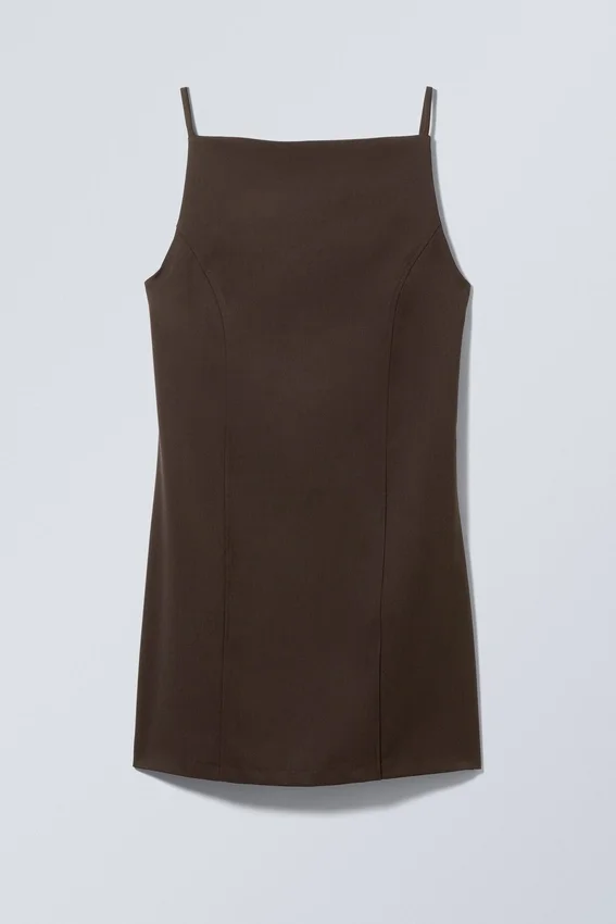 Mini Suiting Dress – Dark Brown Mini Suiting Dress – Dark Brown