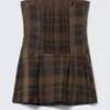 Mini Tube Suiting Dress – Checked Dark Brown Mini Tube Suiting Dress – Checked Dark Brown