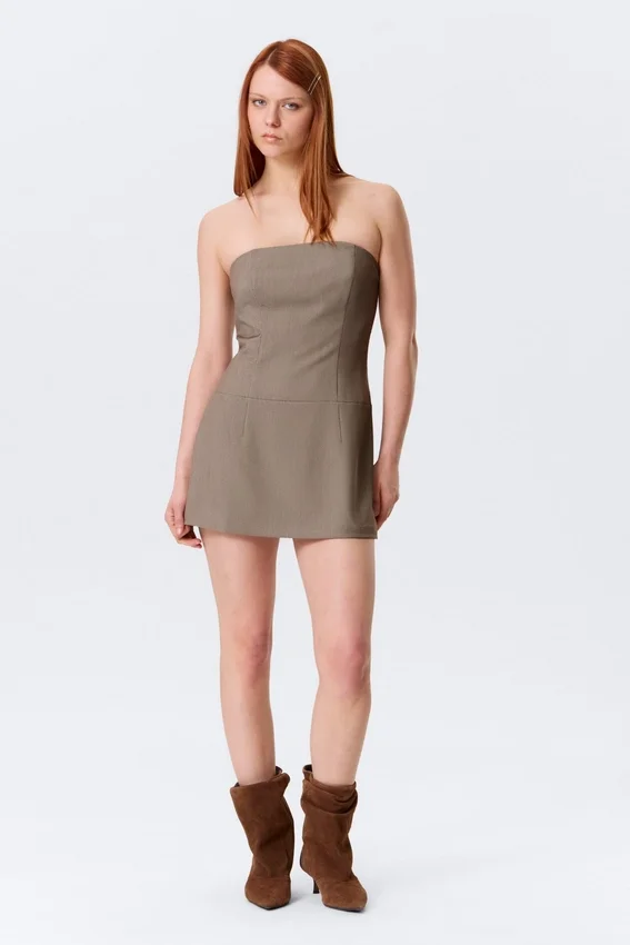 Mini Tube Suiting Dress – Mole Melange Mini Tube Suiting Dress – Mole Melange