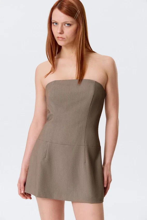 Mini Tube Suiting Dress – Mole Melange Mini Tube Suiting Dress – Mole Melange
