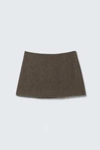 Mini Twill Skirt – Dark Mole Herringbone