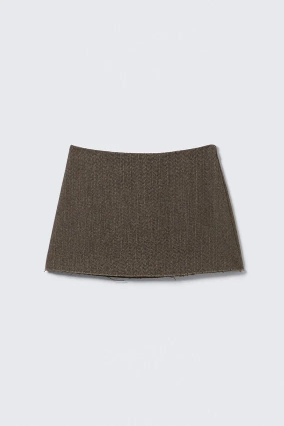 Mini Twill Skirt – Dark Mole Herringbone Mini Twill Skirt – Dark Mole Herringbone