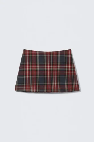 Mini Twill Skirt – Dark Red Check