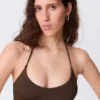 Minimal Halter Bikini Top – Dark Brown Minimal Halter Bikini Top – Dark Brown