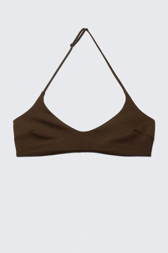 Minimal Halter Bikini Top – Dark Brown Minimal Halter Bikini Top – Dark Brown