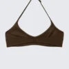 Minimal Halter Bikini Top – Dark Brown Minimal Halter Bikini Top – Dark Brown