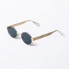 Minimal Metal Oval Sunglasses – Golden – Dark Blue Lenses