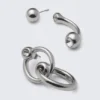 Mixed Pierce Hoop Earrings – Silver Mixed Pierce Hoop Earrings – Silver