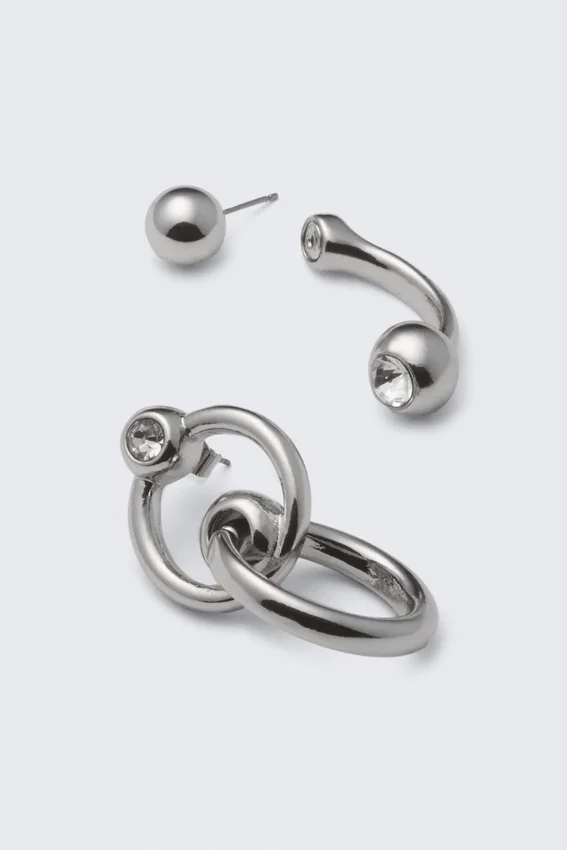 Mixed Pierce Hoop Earrings – Silver Mixed Pierce Hoop Earrings – Silver