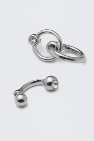 Mixed Pierce Hoop Earrings – Silver