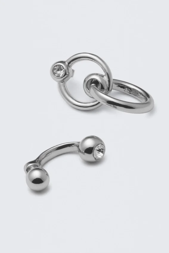 Mixed Pierce Hoop Earrings – Silver Mixed Pierce Hoop Earrings – Silver