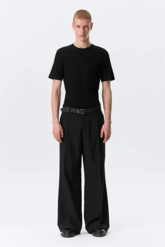 Moe Trousers Relaxed Fit Low Waist – Black