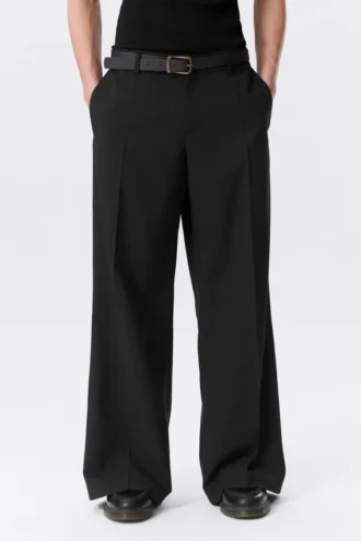 Moe Trousers Relaxed Fit Low Waist – Black