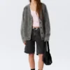 Mohair Blend Cardigan – Dark Grey Mohair Blend Cardigan – Dark Grey