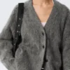 Mohair Blend Cardigan – Dark Grey Mohair Blend Cardigan – Dark Grey