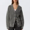 Mohair Blend Cardigan – Dark Grey Mohair Blend Cardigan – Dark Grey