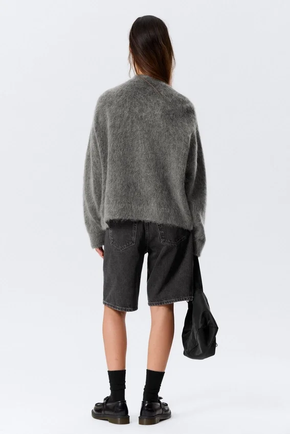 Mohair Blend Cardigan – Dark Grey Mohair Blend Cardigan – Dark Grey