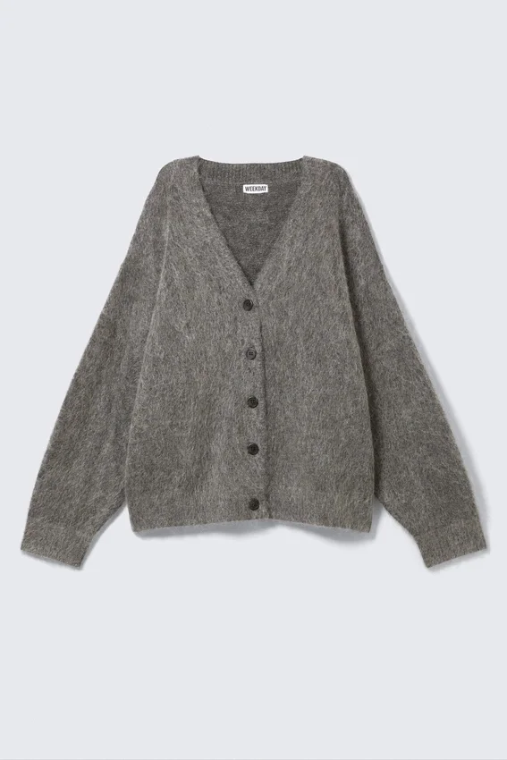 Mohair Blend Cardigan – Dark Grey Mohair Blend Cardigan – Dark Grey