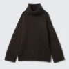 Mohair-Blend Funnel Neck Sweater – Dark Brown Melange Mohair-Blend Funnel Neck Sweater – Dark Brown Melange