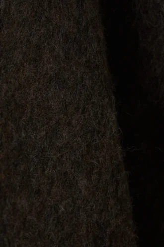 Mohair-Blend Funnel Neck Sweater – Dark Brown Melange