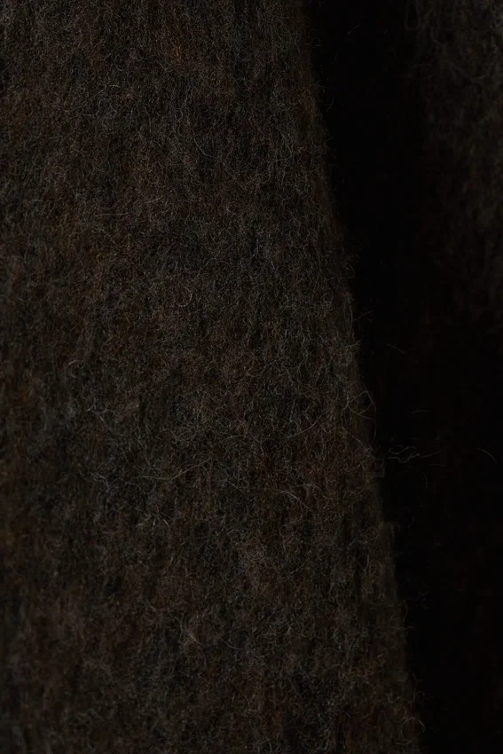 Mohair-Blend Funnel Neck Sweater – Dark Brown Melange Mohair-Blend Funnel Neck Sweater – Dark Brown Melange