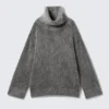 Mohair-Blend Funnel Neck Sweater – Dark Grey Melange Mohair-Blend Funnel Neck Sweater – Dark Grey Melange