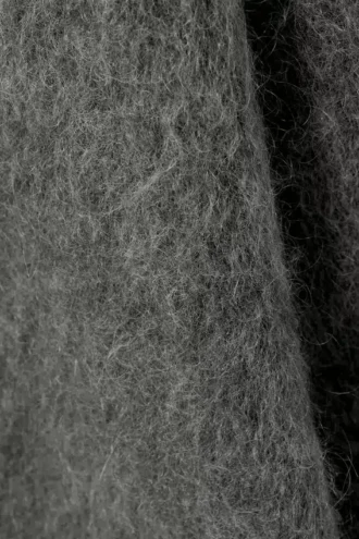 Mohair-Blend Funnel Neck Sweater – Dark Grey Melange Mohair-Blend Funnel Neck Sweater – Dark Grey Melange