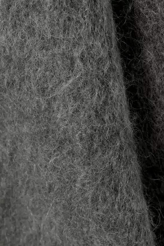 Mohair-Blend Funnel Neck Sweater – Dark Grey Melange Mohair-Blend Funnel Neck Sweater – Dark Grey Melange