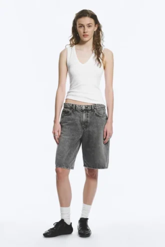 Monterey Low Rise Denim Shorts – Grey Fade – Grey