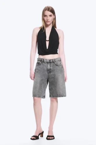 Monterey Low Rise Denim Shorts – Grey Fade – Grey
