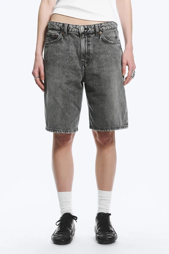 Monterey Low Rise Denim Shorts – Grey Fade – Grey Monterey Low Rise Denim Shorts – Grey Fade – Grey