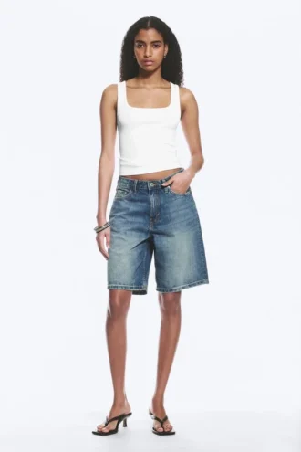 Monterey Low Rise Denim Shorts – Radio Blue – Medium Blue