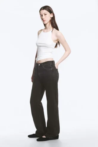 Moon Mid Rise Regular Bootcut Jeans – Tuned Black – Black